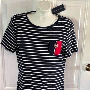 Tommy Hilfiger White and Blue Graphic Mini Dress